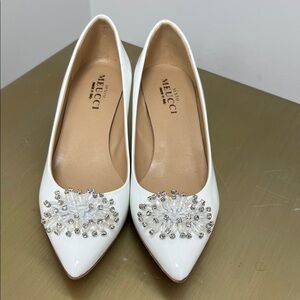 Sesto Meucci White Embellished Heels